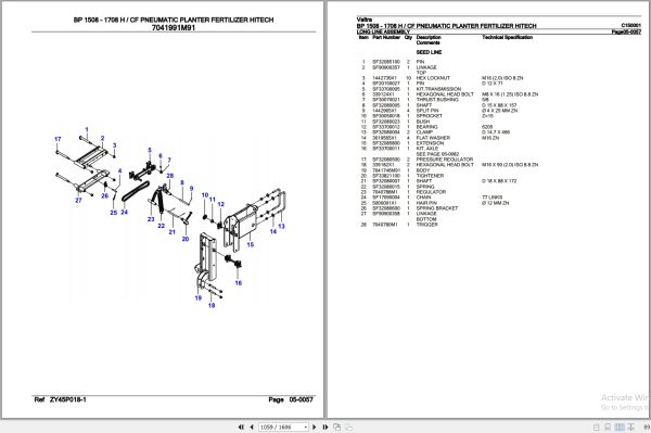 Valtra Planter Fertilizer BP1508 BP1708 H CF Parts Catalog C150001 3
