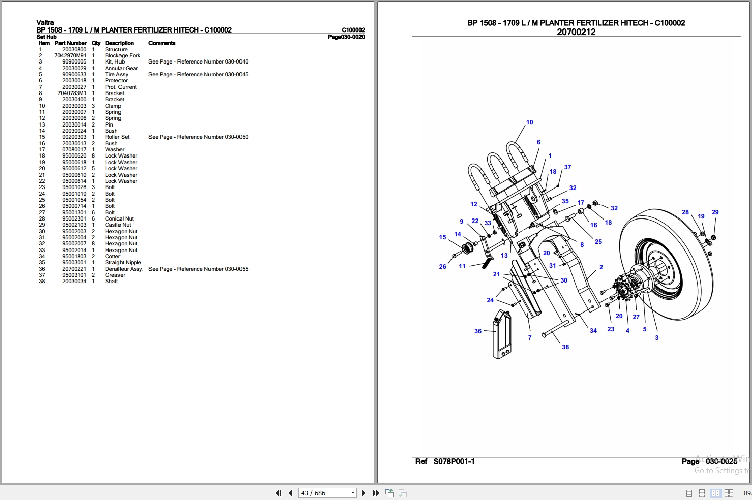 Valtra Planter Fertilizer BP1508 BP1709 L M Parts Catalog C100002 2