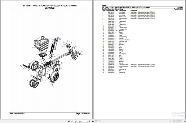 Valtra Planter Fertilizer BP1508 BP1709 L M Parts Catalog C100002 3