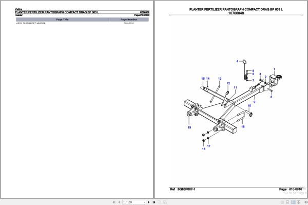 Valtra Planter Fertilizer BP603 L Parts Catalog C060302 1