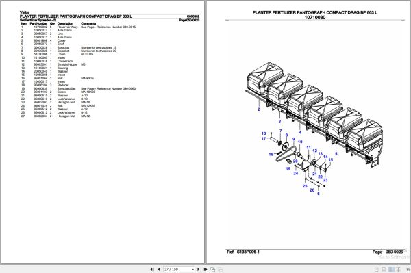Valtra Planter Fertilizer BP603 L Parts Catalog C060302 2