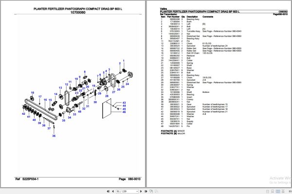 Valtra Planter Fertilizer BP603 L Parts Catalog C060302 3