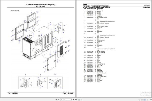 Valtra Power Generator VG110EM Parts Catalog 891191951 2018 3