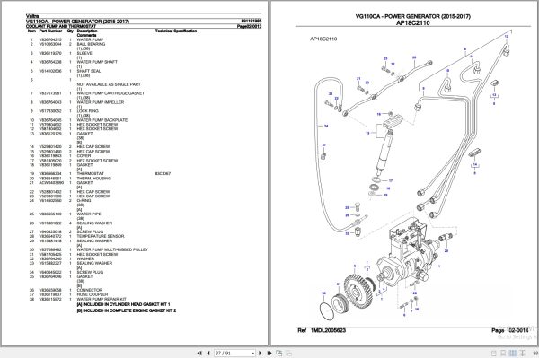 Valtra Power Generator VG110OA Parts Catalog 891191985 2015 2017 2