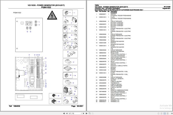 Valtra Power Generator VG110OS Parts Catalog 891191986 2015 2017 2