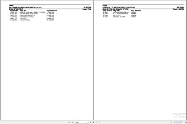 Valtra Power Generator VG150OM Parts Catalog 891191954 2018 1
