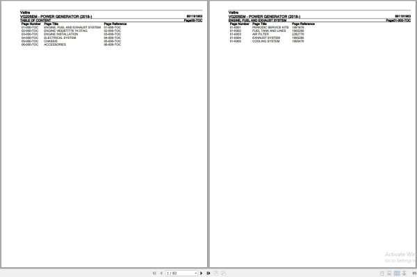 Valtra Power Generator VG205EM Parts Catalog 891191963 2018 1