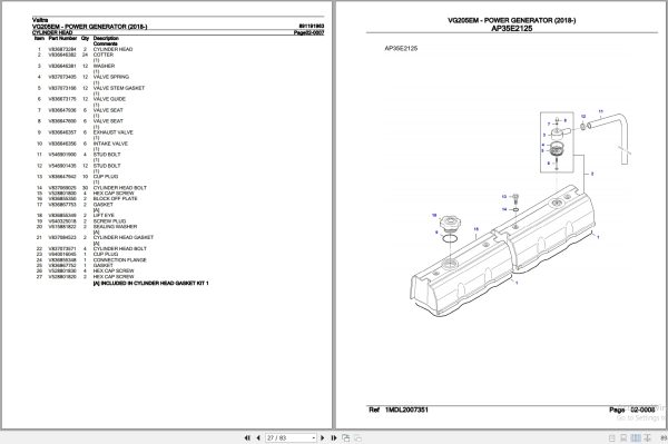 Valtra Power Generator VG205EM Parts Catalog 891191963 2018 3