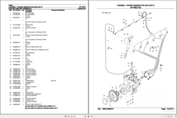 Valtra Power Generator VG205ES Parts Catalog 891192001 2015 2017 3