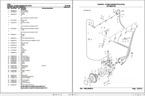 Valtra Power Generator VG205OS Parts Catalog 891191962 2018 2