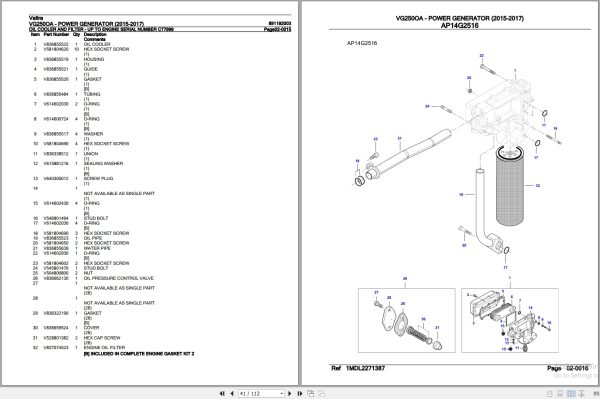 Valtra Power Generator VG250OA Parts Catalog 891192003 2015 2017 3