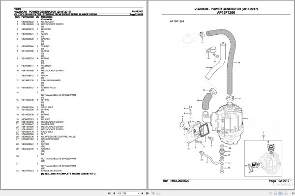 Valtra Power Generator VG250OM Parts Catalog 891192002 2015 2017 3