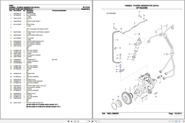 Valtra Power Generator VG60EA Parts Catalog 891191940 2018 2