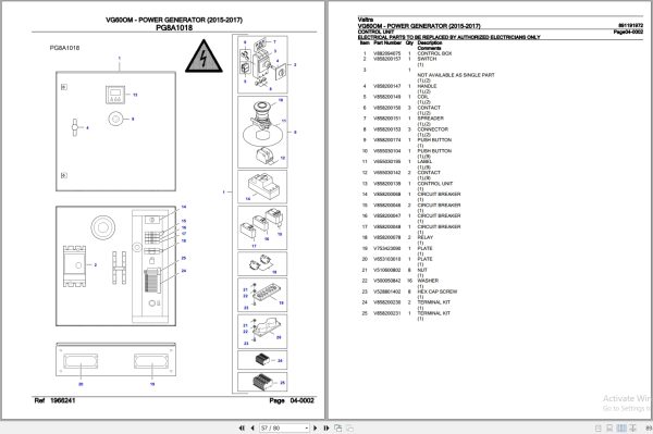 Valtra Power Generator VG60OM Parts Catalog 891191972 2015 2017 3