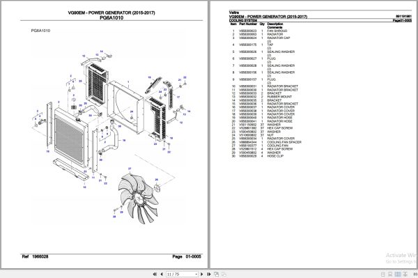 Valtra Power Generator VG90EM Parts Catalog 891191981 2015 2017 2