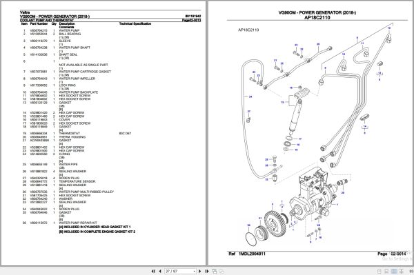 Valtra Power Generator VG90OM Parts Catalog 891191942 2018 2