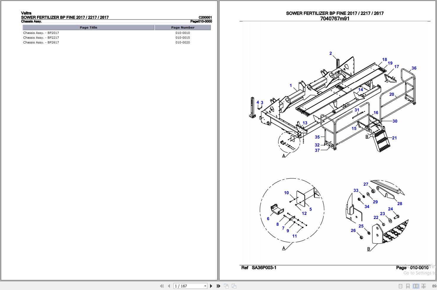 Valtra Sower Fertilizer BP Fine 2017 2217 2617 Parts Catalog C200001 1