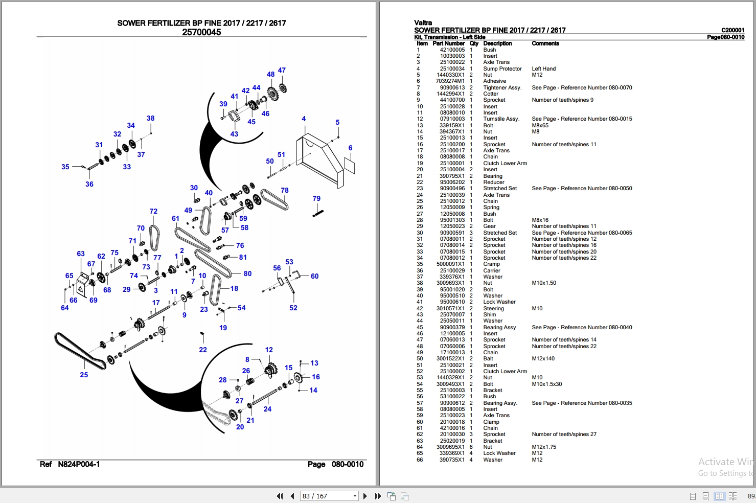 Valtra Sower Fertilizer BP Fine 2017 2217 2617 Parts Catalog C200001 2