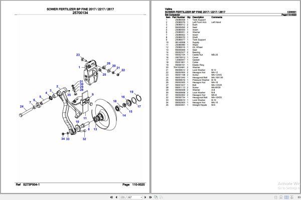 Valtra Sower Fertilizer BP Fine 2017 2217 2617 Parts Catalog C200001 3