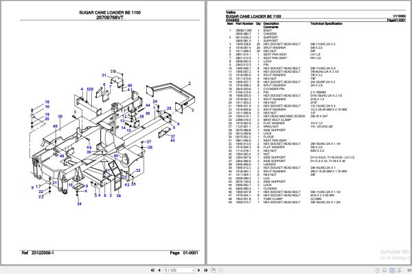 Valtra Sugar Cane Loader BE1100 Parts Catalog C110002 2