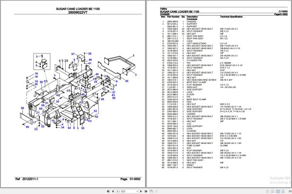 Valtra Sugar Cane Loader BE1100 Parts Catalog C110002 3