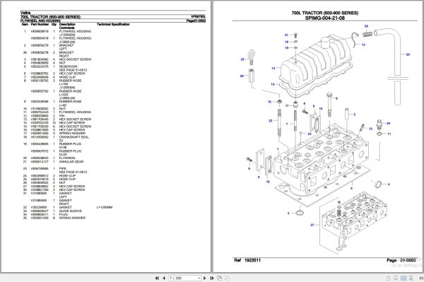 Valtra Tractor 600 900 Series 700L Parts Catalog VF69700L 2