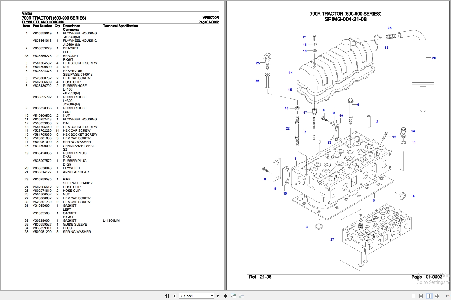 Valtra Tractor 600 900 Series 700R Parts Catalog VF69700R 2