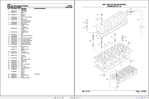 Valtra Tractor 600 900 Series 800L Parts Catalog VF69800L 2