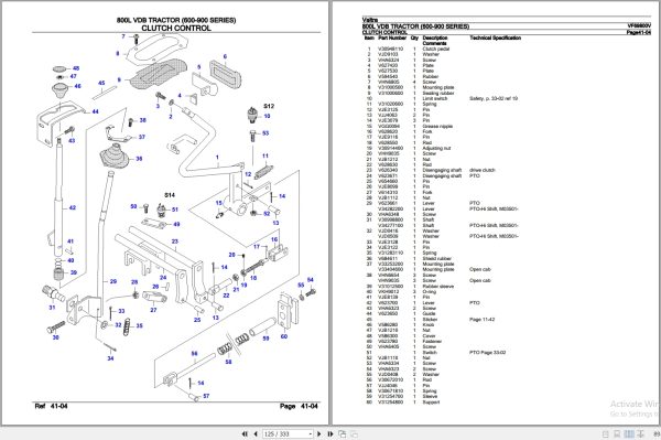 Valtra Tractor 600 900 Series 800L VDB Parts Catalog VF69800V 3