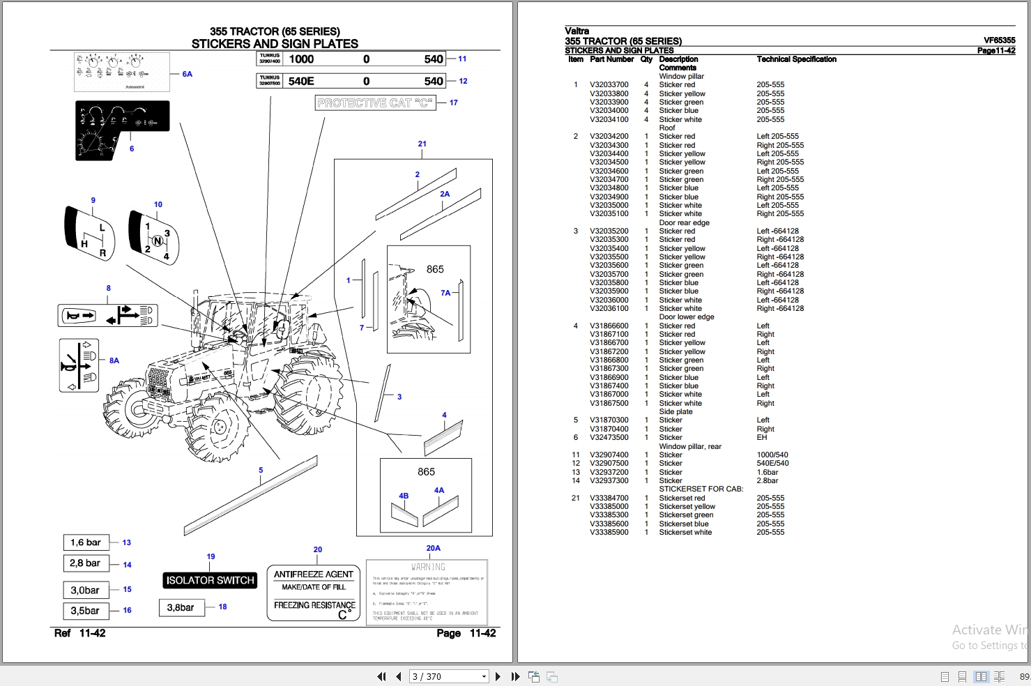 Valtra Tractor 65 Series 355 Parts Catalog VF65355 2