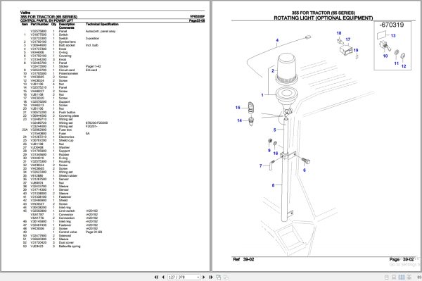 Valtra Tractor 65 Series 355 Parts Catalog VF65355F 3