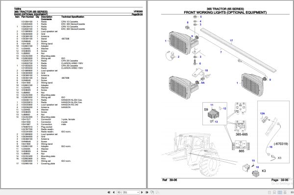 Valtra Tractor 65 Series 365 Parts Catalog VF65365 3
