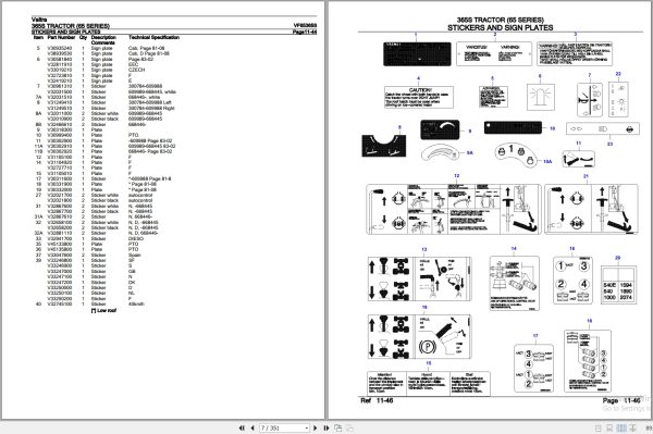 Valtra Tractor 65 Series 365S Parts Catalog VF65365S 2