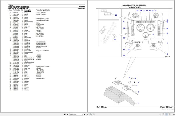 Valtra Tractor 65 Series 365S Parts Catalog VF65365S 3