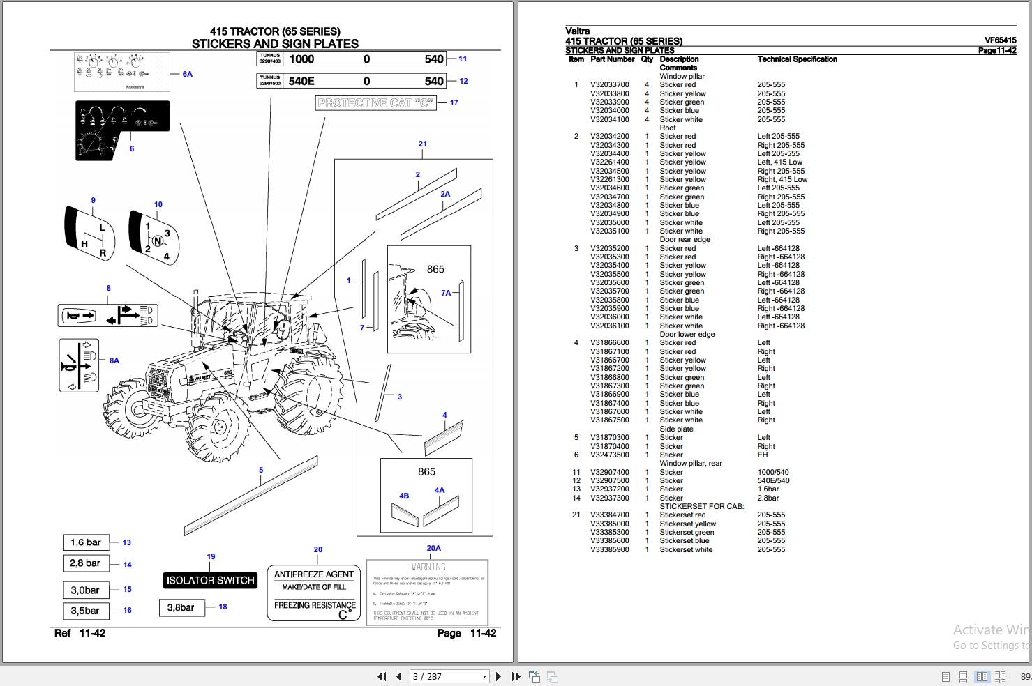 Valtra Tractor 65 Series 415 Parts Catalog VF65415 2