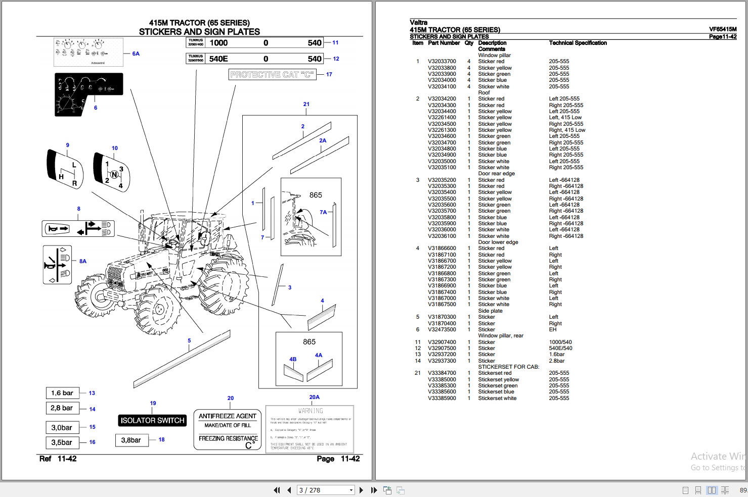 Valtra Tractor 65 Series 415M Parts Catalog VF65415M 2