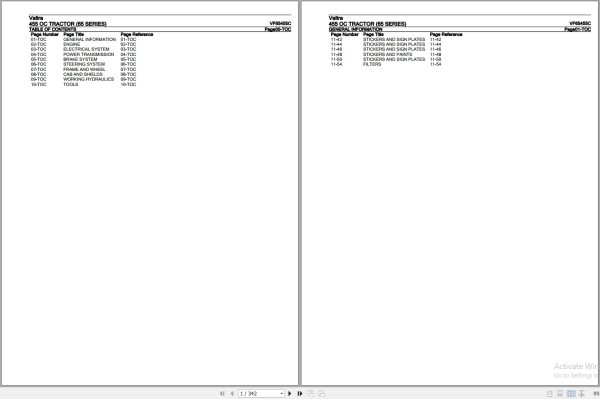 Valtra Tractor 65 Series 455 OC Parts Catalog VF65455C 1