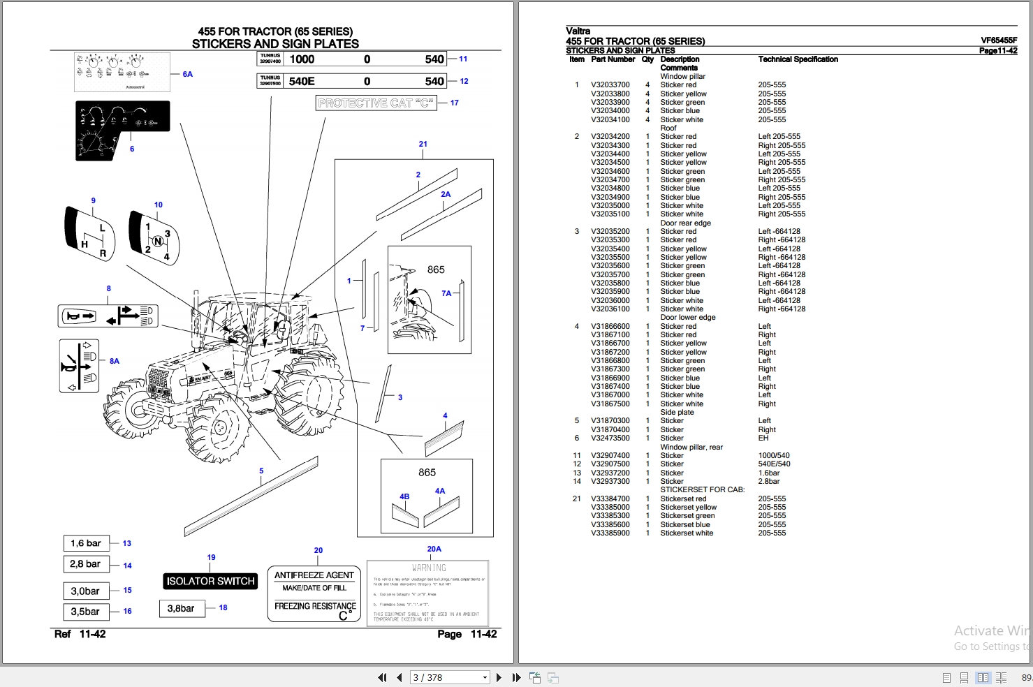 Valtra Tractor 65 Series 455 Parts Catalog VF65455F 2