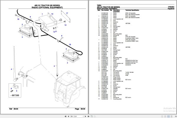 Valtra Tractor 65 Series 465 OC Parts Catalog VF65465C 3