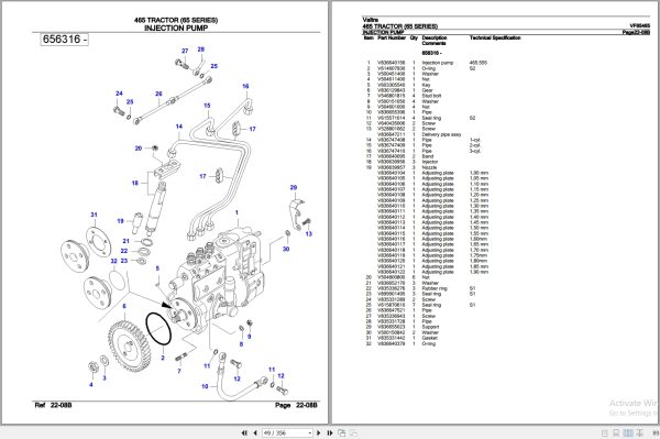Valtra Tractor 65 Series 465 Parts Catalog VF65465 3