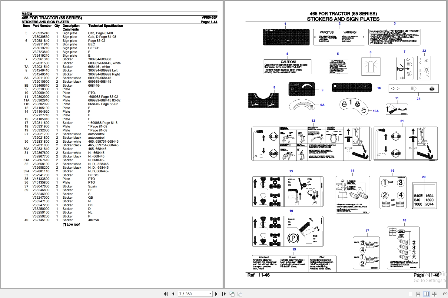 Valtra Tractor 65 Series 465 Parts Catalog VF65465F 2