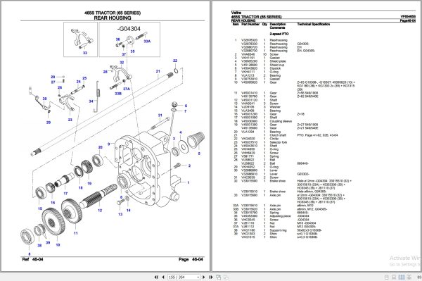 Valtra Tractor 65 Series 465S Parts Catalog VF65465S 3