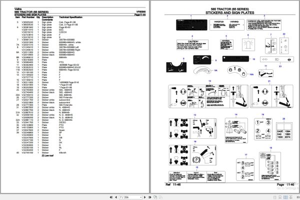 Valtra Tractor 65 Series 565 Parts Catalog VF65565 2