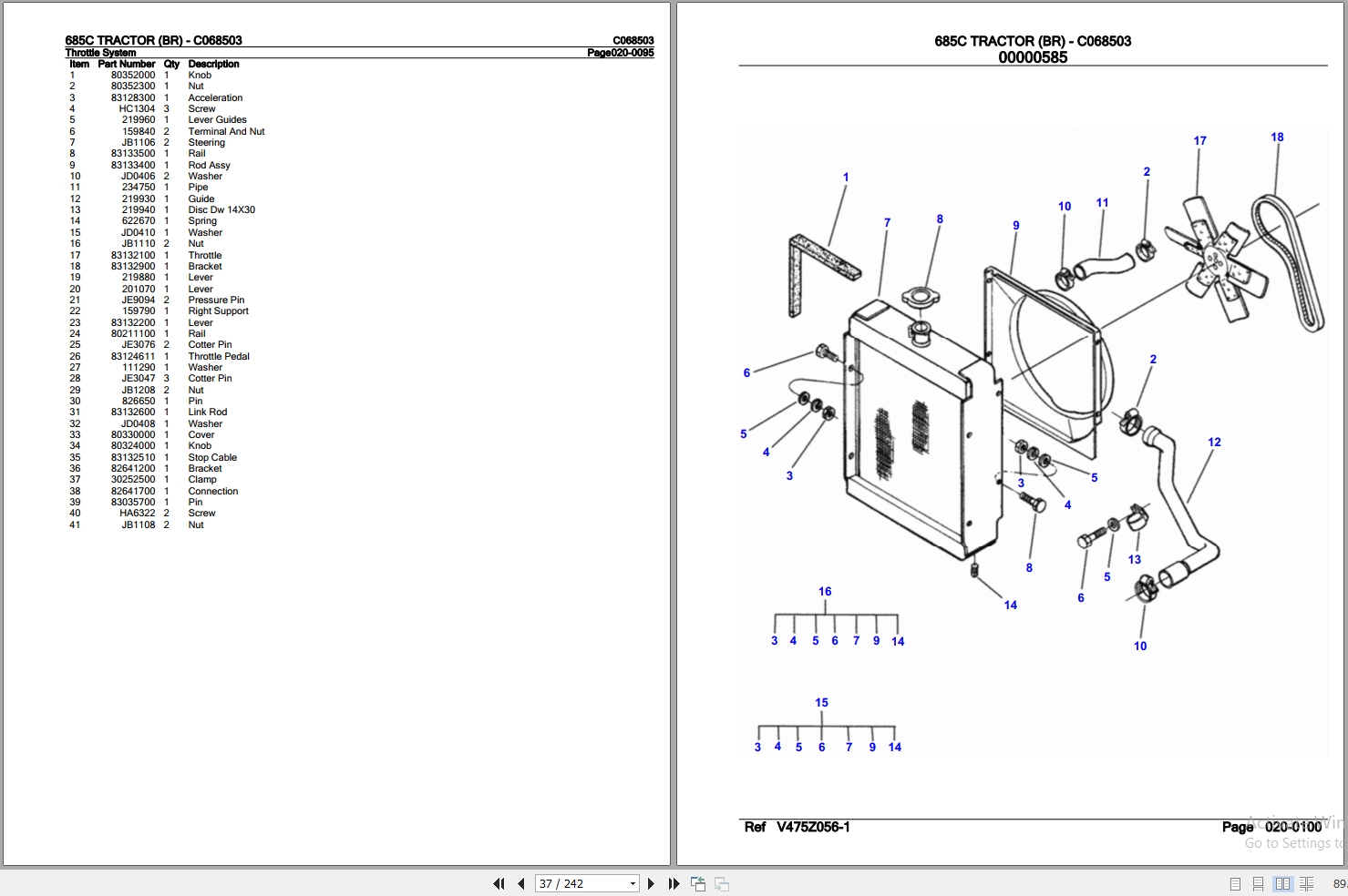 Valtra Tractor 685C BR Parts Catalog C068503 2