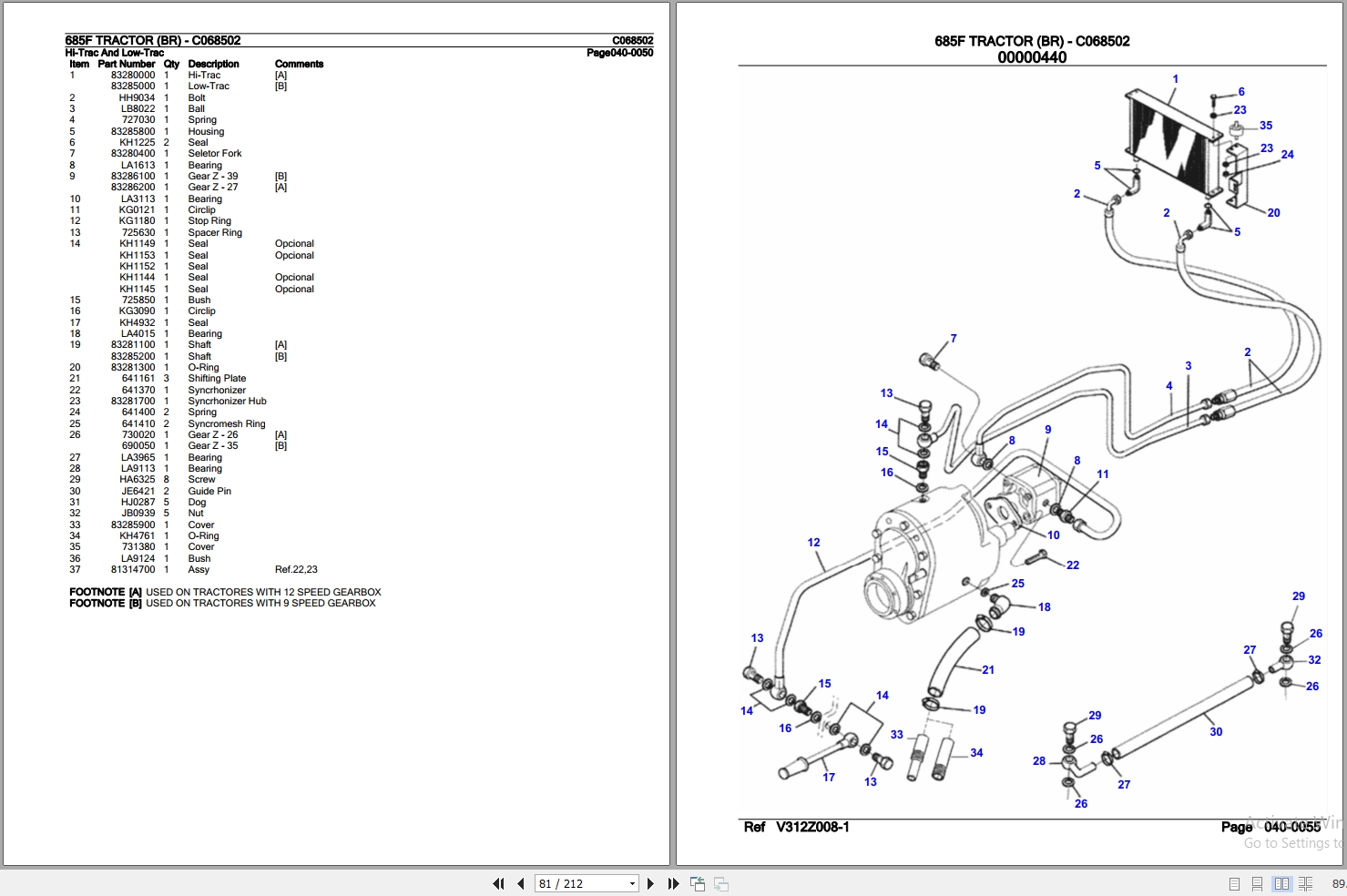 Valtra Tractor 685F BR Parts Catalog C068502 2