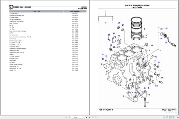 Valtra Tractor 700 BR Parts Catalog C070001 1