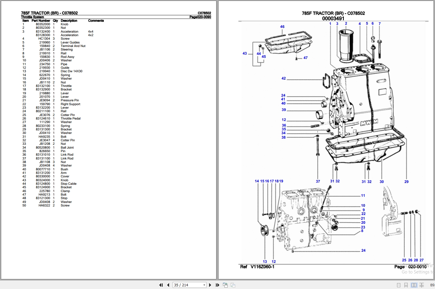 Valtra Tractor 785F BR Parts Catalog C078502 2