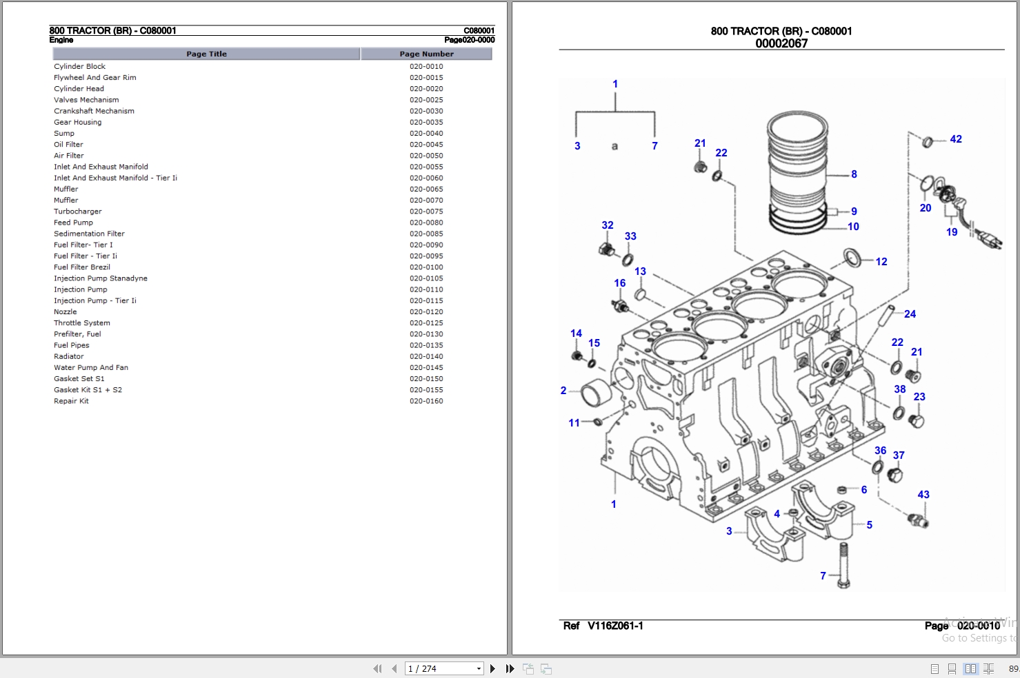Valtra Tractor 800 BR Parts Catalog C080001 1