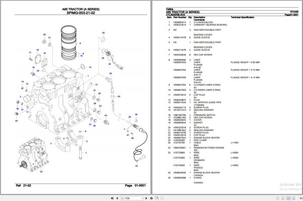 Valtra Tractor A Series A65 Parts Catalog VFAA65 2
