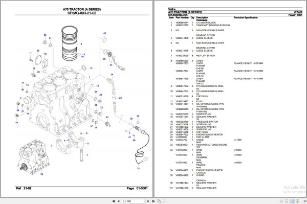 Valtra Tractor A Series A75 Parts Catalog VFAA75 2